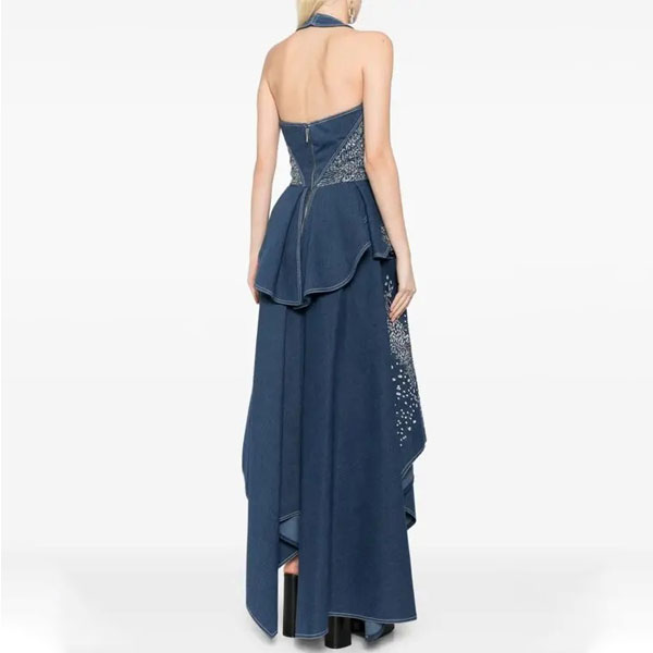 Custom Denim Evening Dress