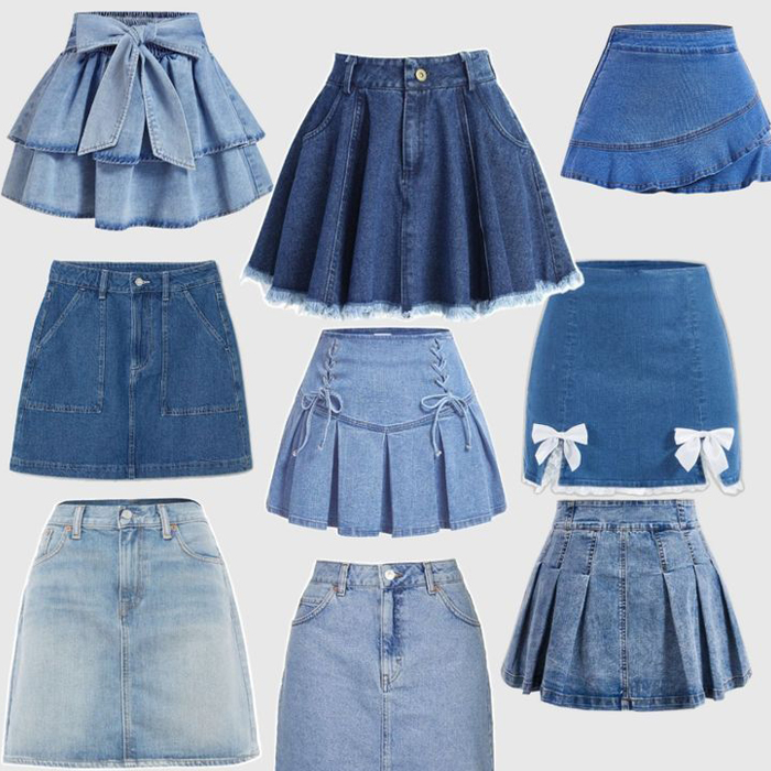 Denim mini skirts