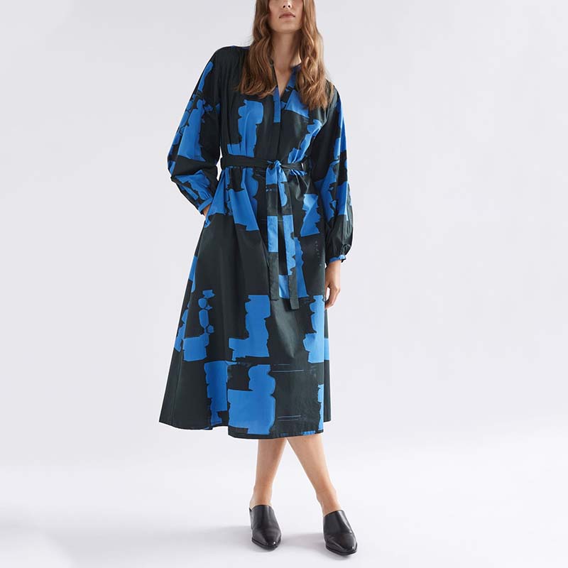 Rochie albastră cu cămăși pentru doamne