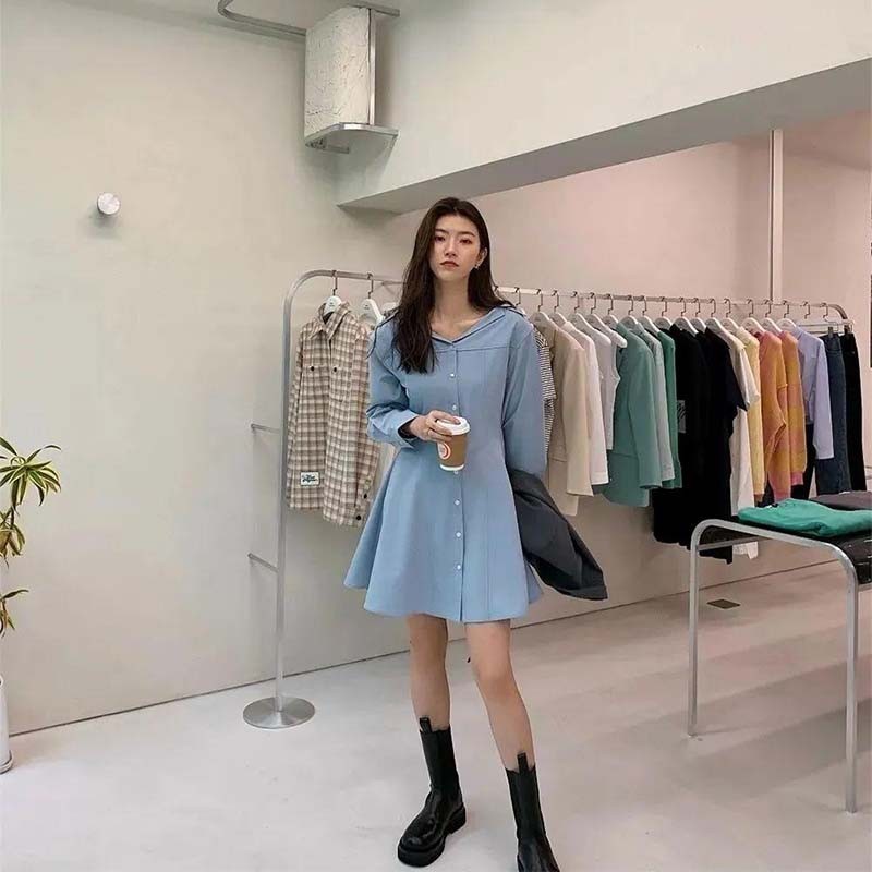 robe chemise bleue
