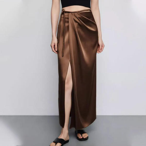 coffe satin skirts