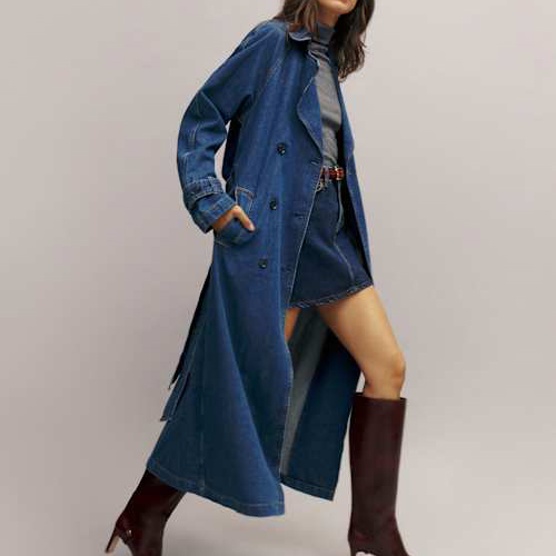 long denim trench coat