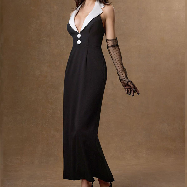 sleeveless deep V-neck dress supplier