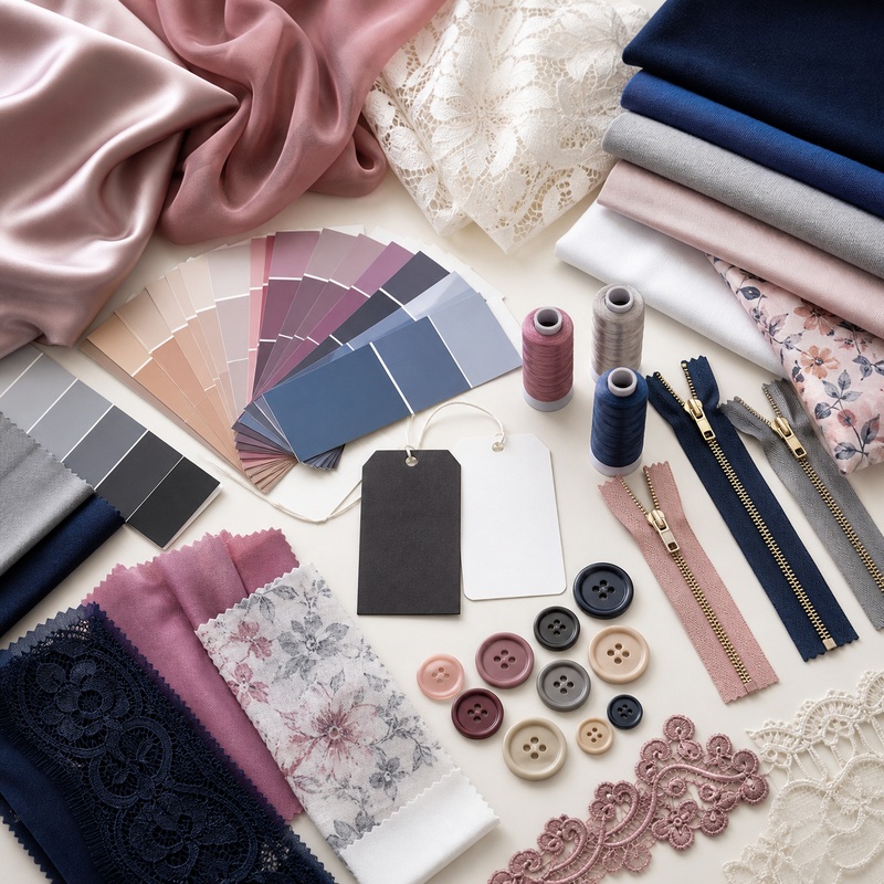 Fabric and trim matching for dress manufacturing