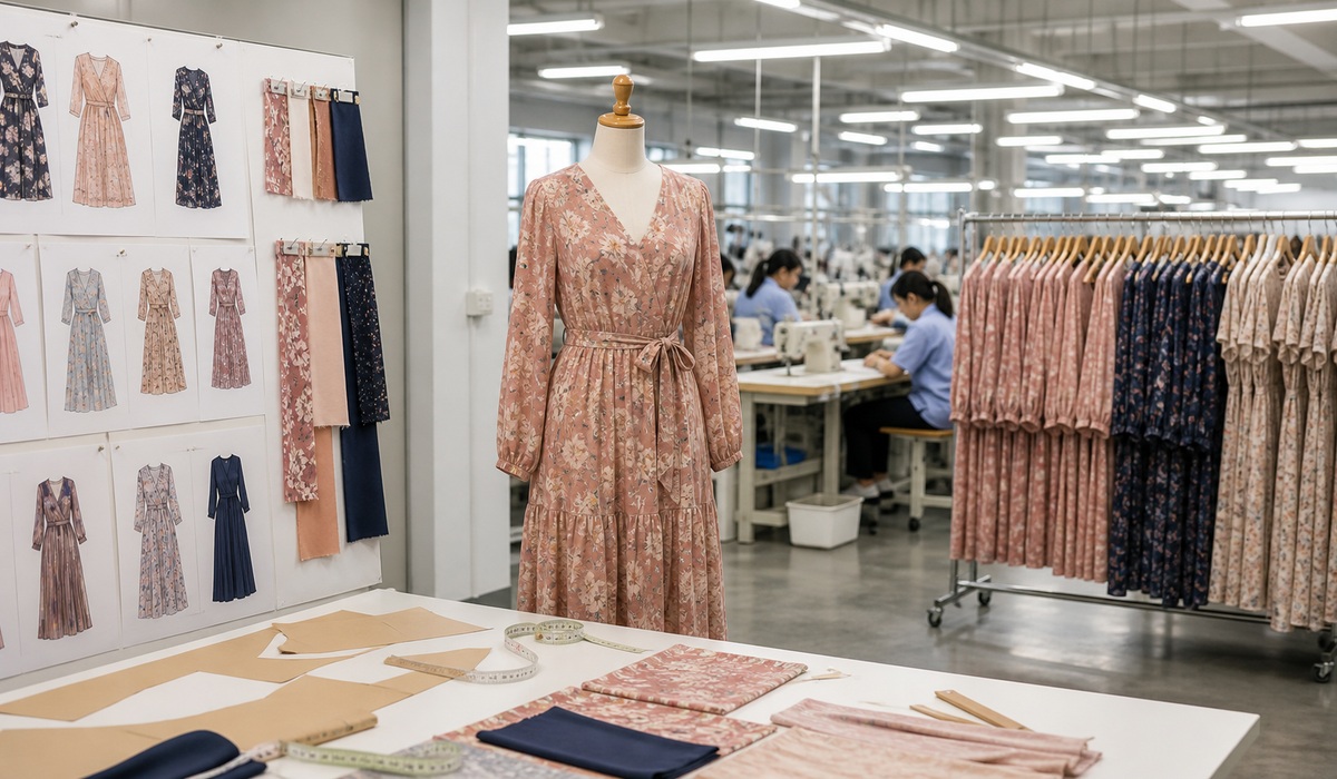 Ladies dress sample development to bulk production process