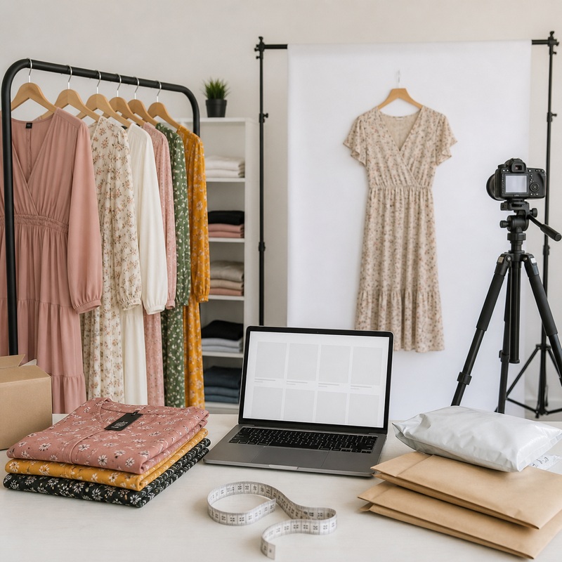 Online store dress photography and fulfillment setup