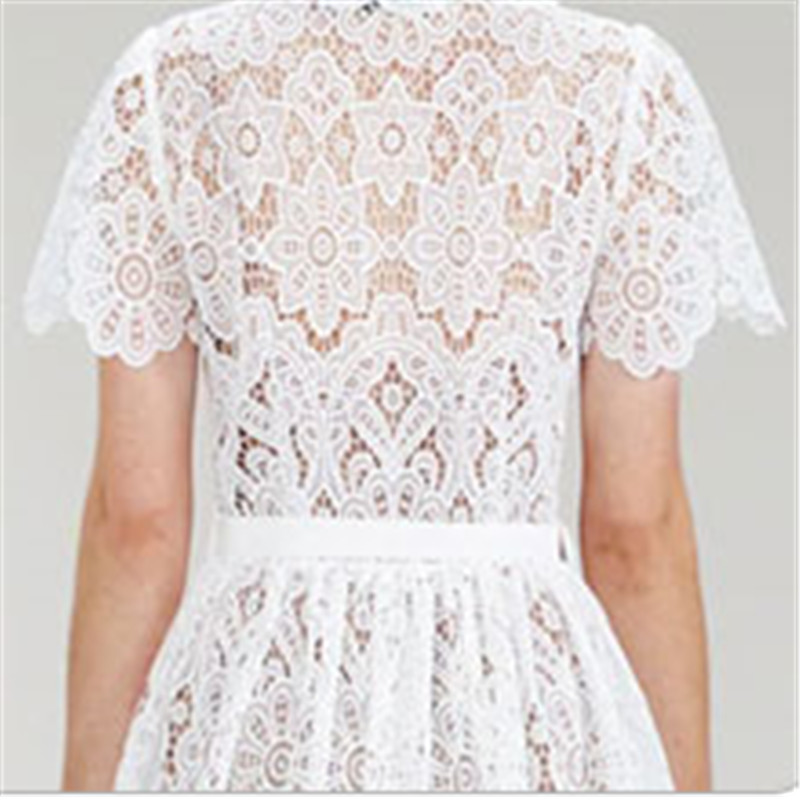 Casual Wear Ladies White Lace Maxi Dress (3)