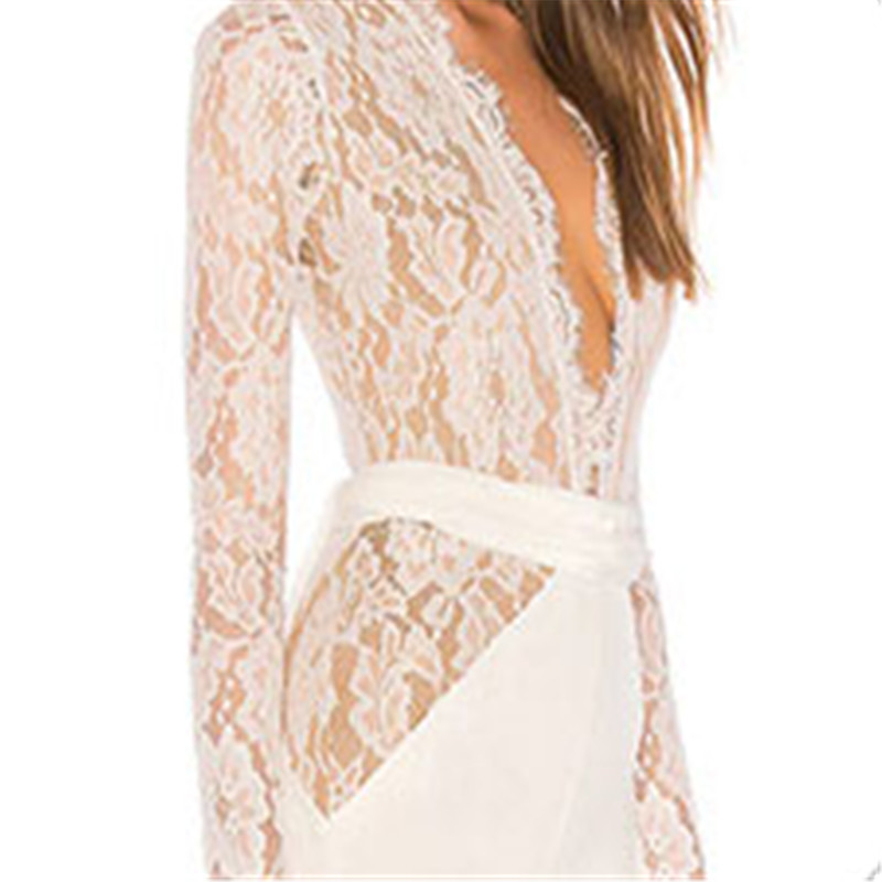 Custom sexy white lace long sleeve jumpsuit for women (3)