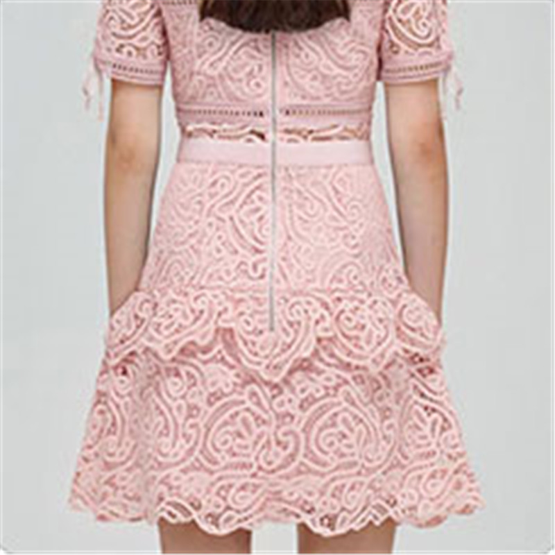 Custom summer abstract guipure lace mini skirt (2)