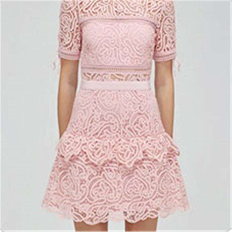 Custom summer abstract guipure lace mini skirt (3)