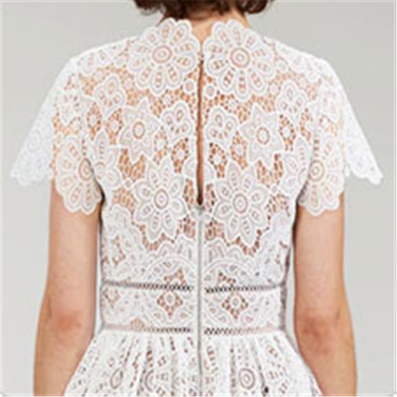 Custom white floral guipure lace dress for women (1)