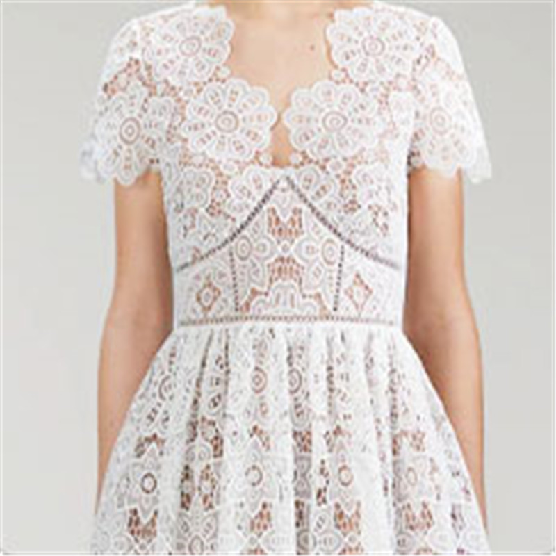 Custom white floral guipure lace dress for women (2)