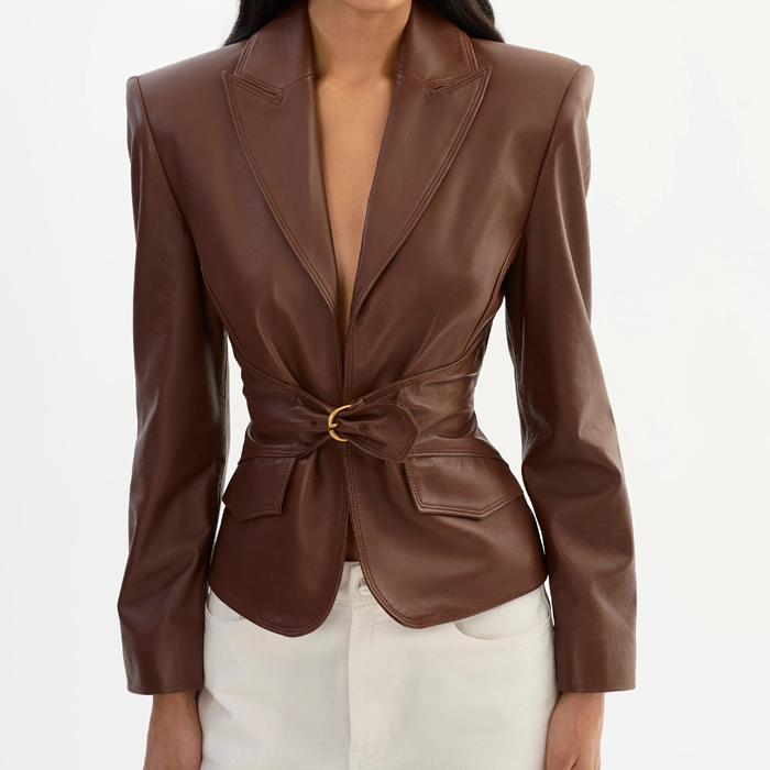Leather Belted Blazer