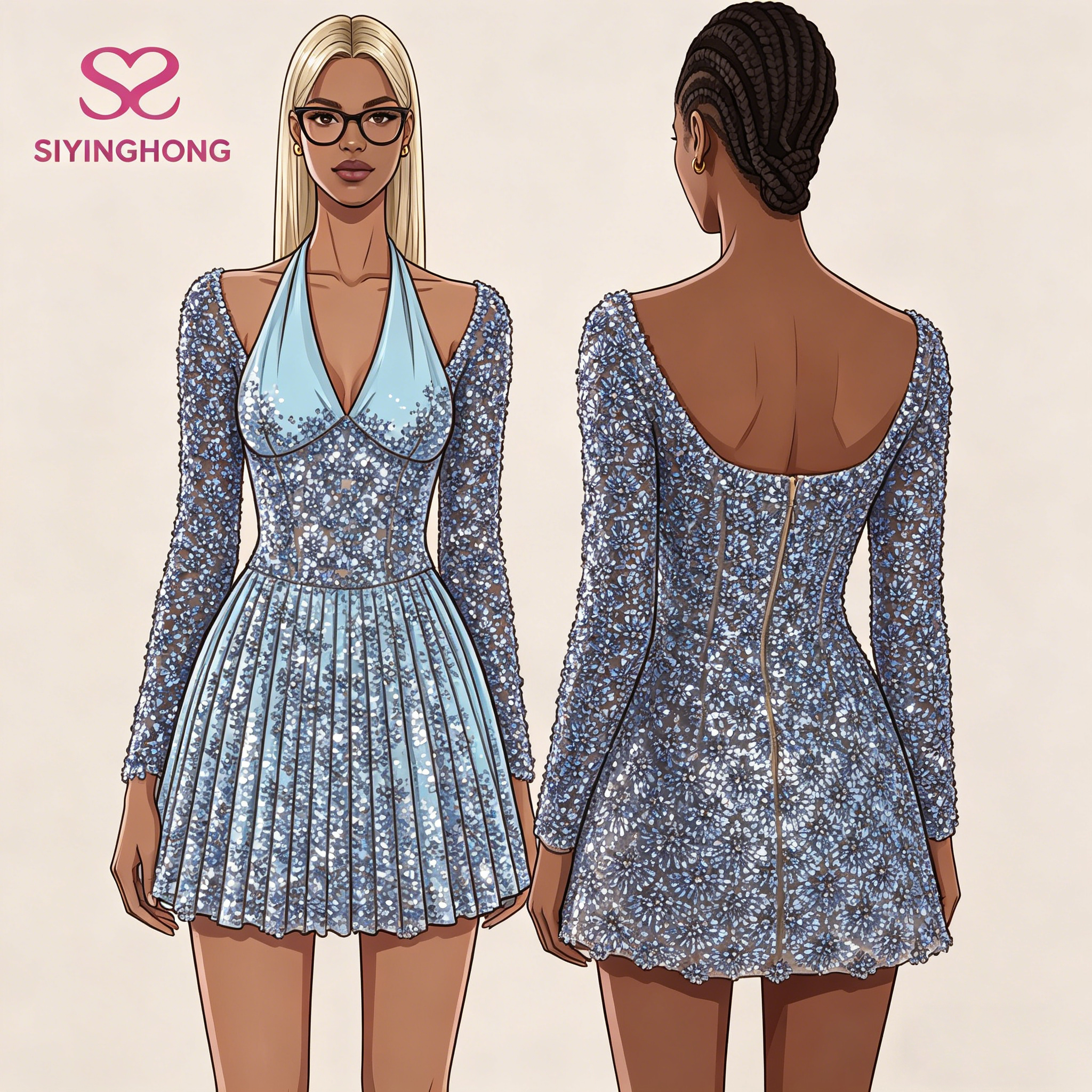 Rhinestone Mini Dresses