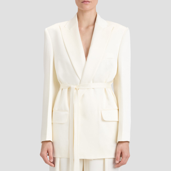 belted ivory blazer women