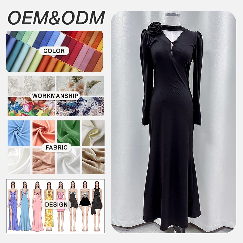 black long sleeve maxi dress