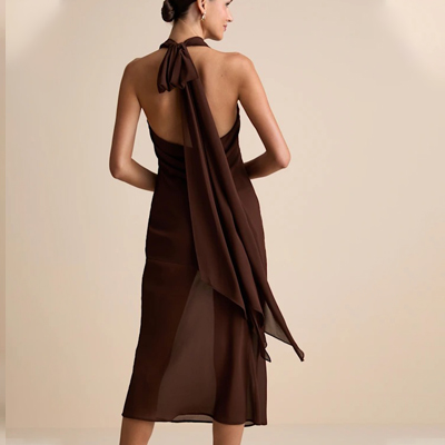 brown midi dress OEM