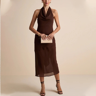 brown midi dress wholesale