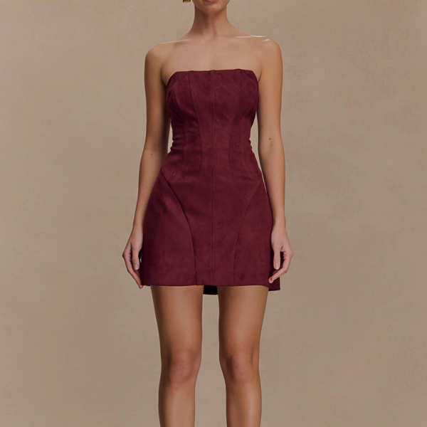 burgundy mini dress