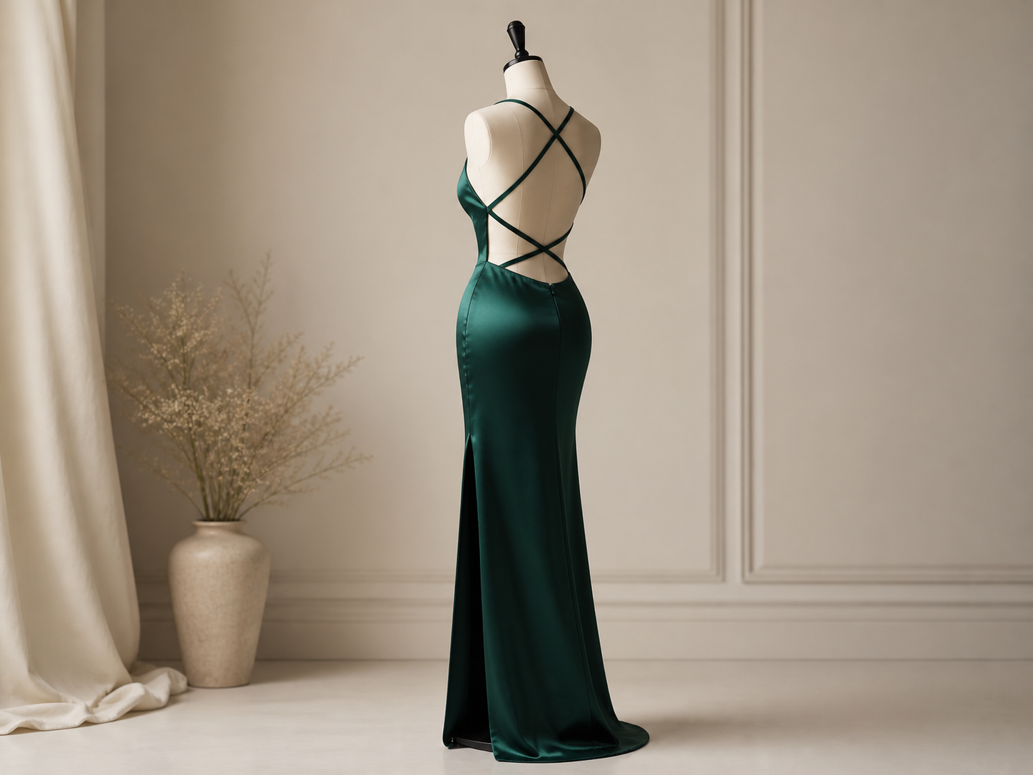 Chovala cha Crisscross Backless Satin