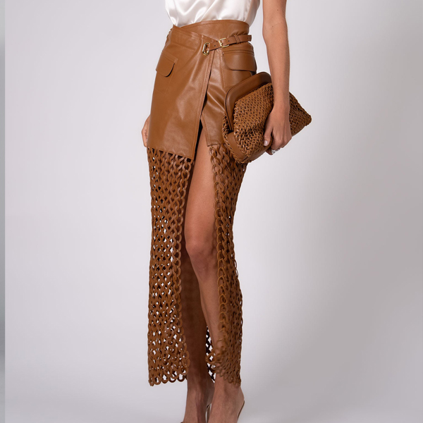 custom leather long skirts