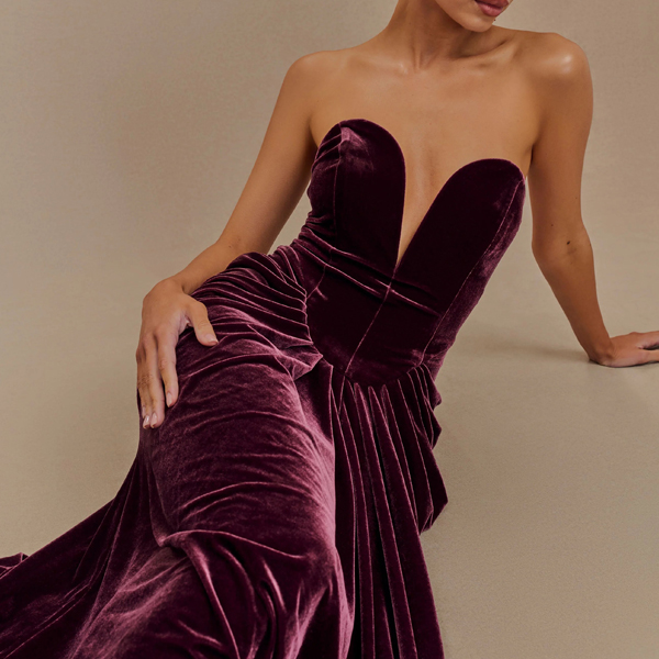 long velvet evening dress