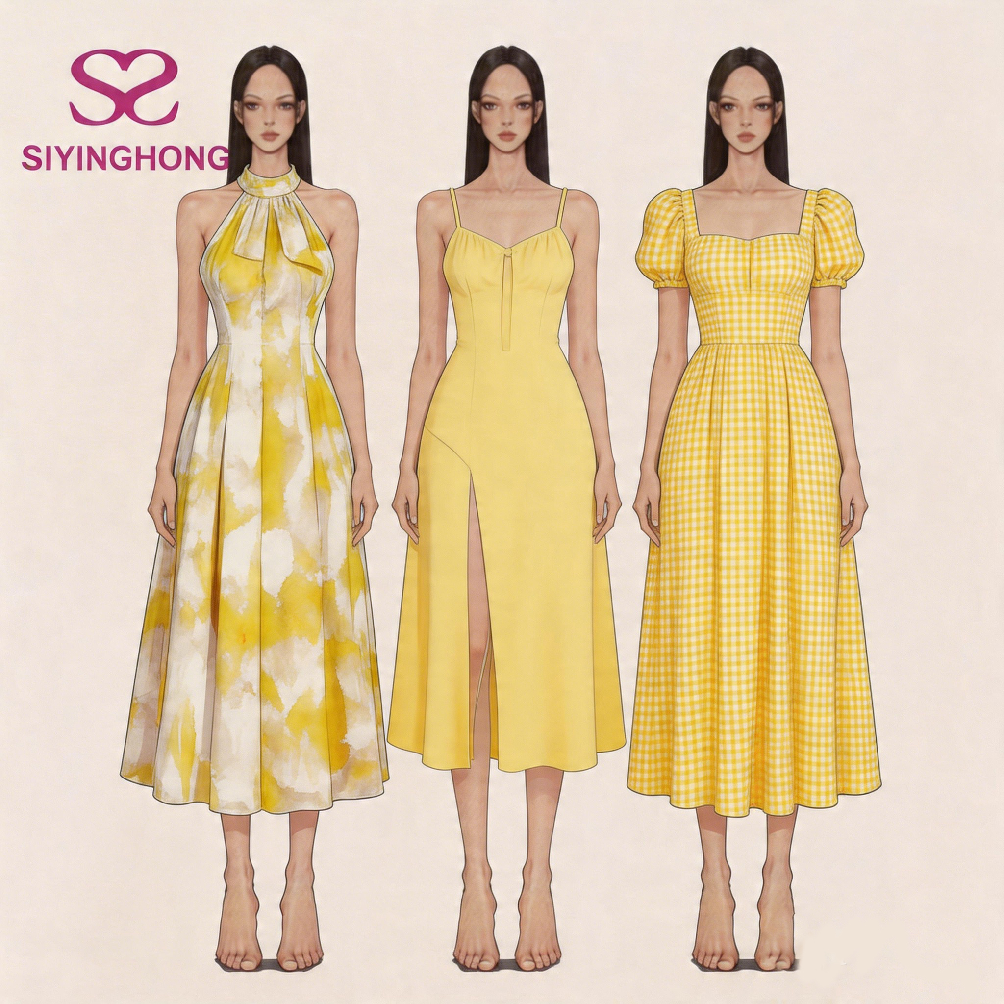 yellow midi dress