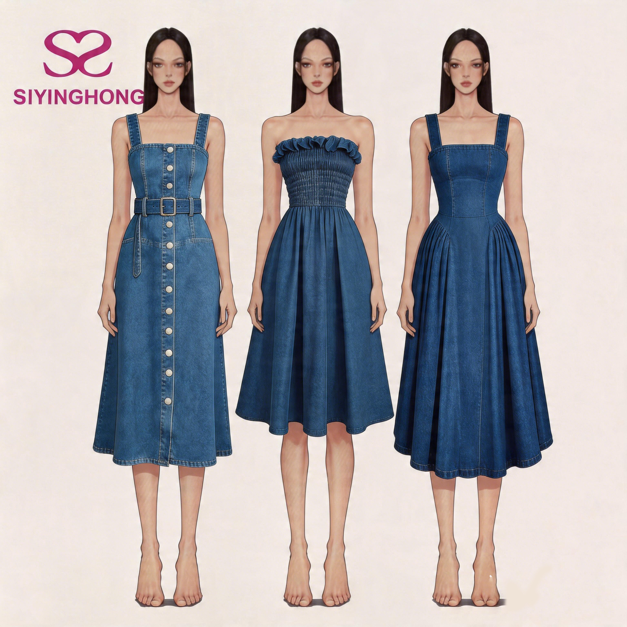  custom a line denim dress