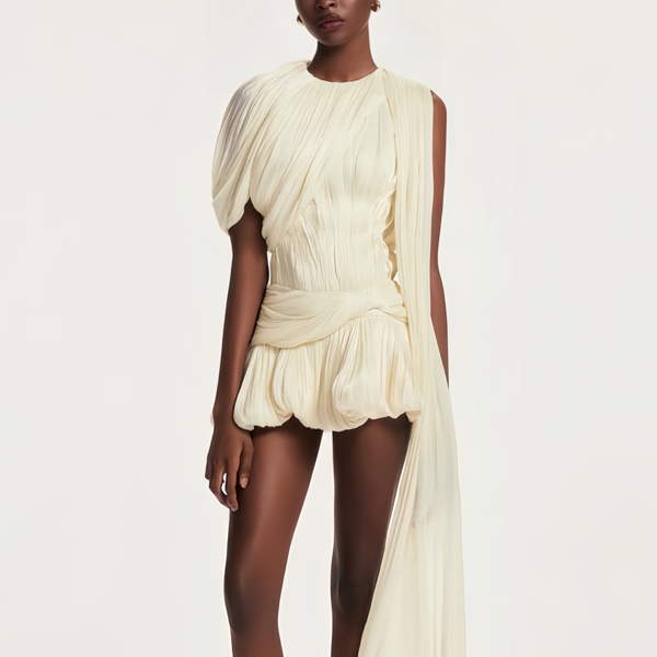pleated mini dress