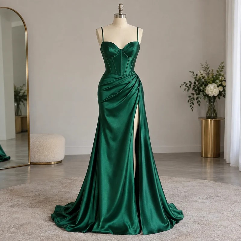 Custom satin prom dresses
