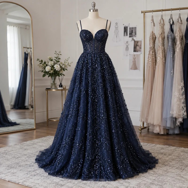 Custom sequin prom dresses