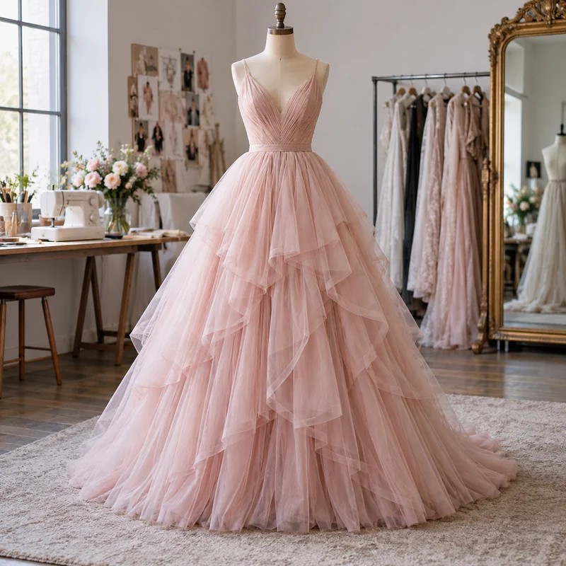 Custom tulle prom dresses