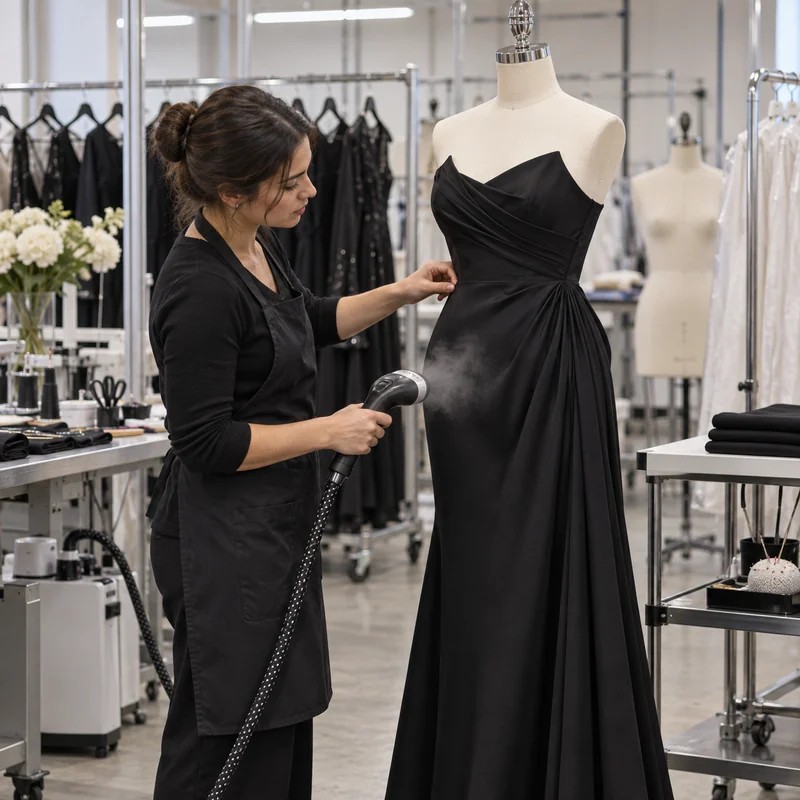 Structured evening dress fit