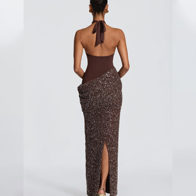 sequin patchwork maxi dress OEM