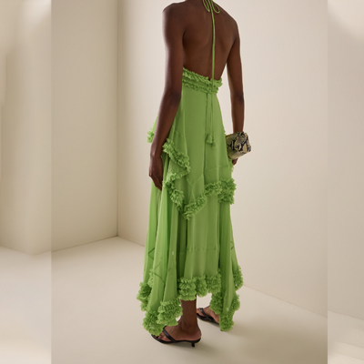 wholesale ruffled chiffon maxi dress