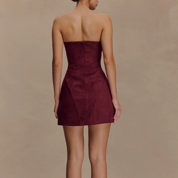 wine red mini dress supplier