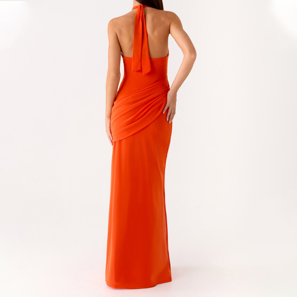 women’s orange evening dress